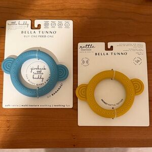 Bella Tunno Rattle Buddy and Teether Set - Blue and Yellow